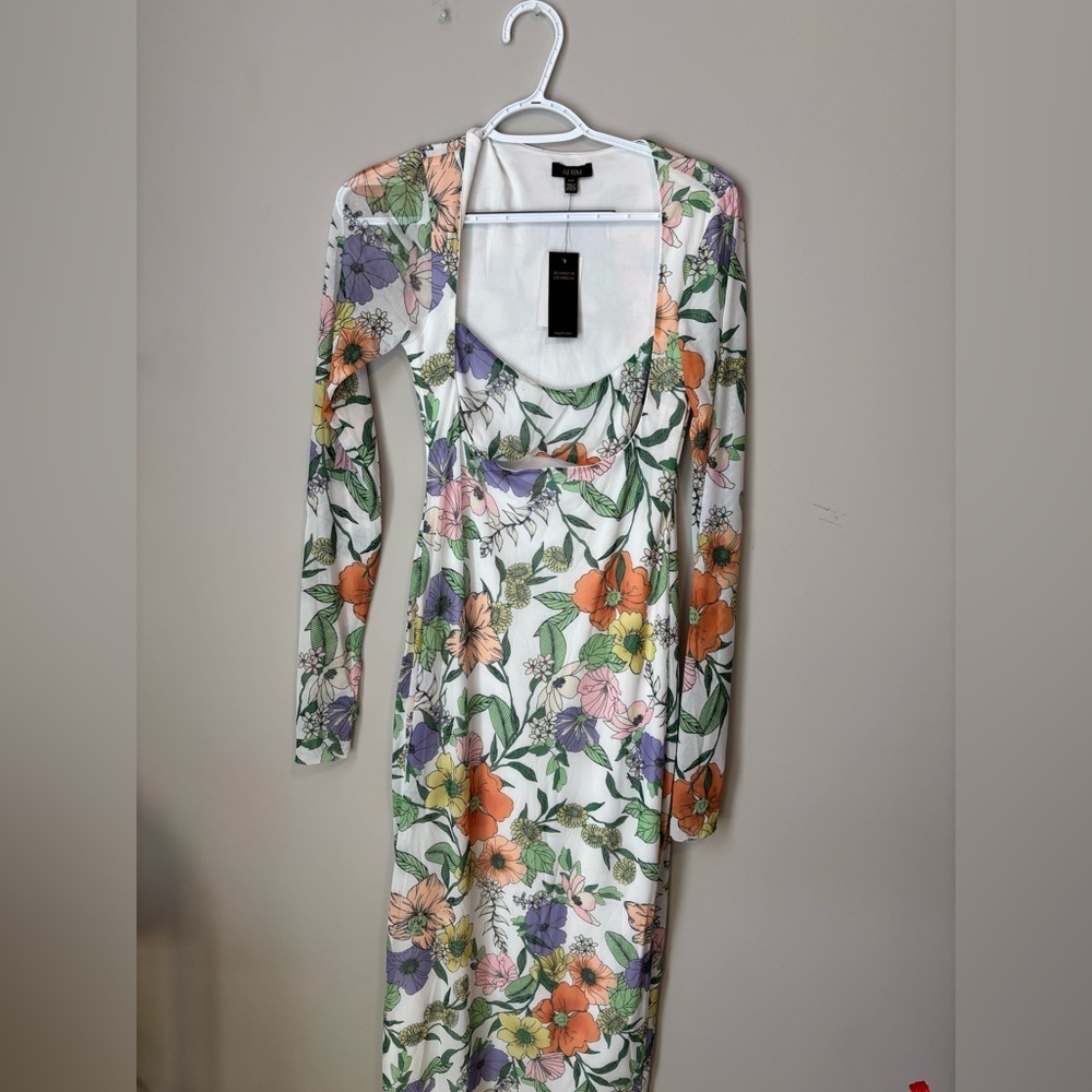 AFRM Kellen Cutout Long Sleeve Mesh Midi Dress - Picture 6 of 9